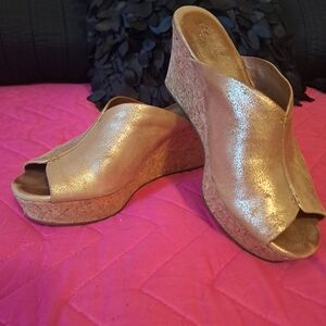 UGG Metallic Gold Wedge Sandals